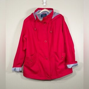 Mackintosh New England Utility Jacket Rain Coat with Hood Red Luxury Women 1X
